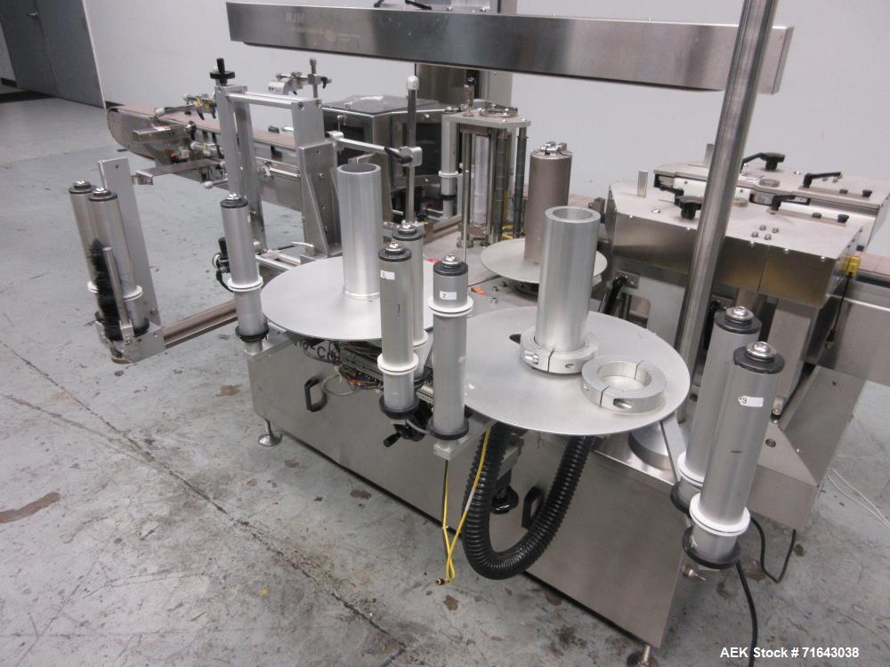 Used New Jersey Machine Automatic Wraparound Labeler, Model Auto-Colt III, Stainless Steel. Complete with reject station, single label head, and operator HMI. Serial no. 326SLWCBP - 5083 - M00A0007. ...