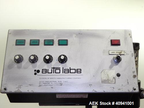 Used Auto Labe Automatic Pressure Sensitive Wraparound Labeler, Model 110 RH APPLIER. Capable of speeds up to 100 bpm. Handles labels up to 4-1/2" high x *" long x 10" OD diameter roll core. Die cut ...