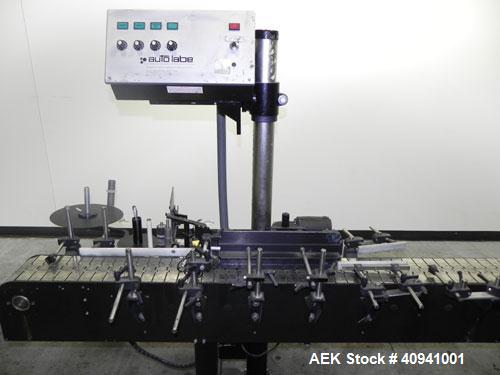 Used Auto Labe Automatic Pressure Sensitive Wraparound Labeler, Model 110 RH APPLIER. Capable of speeds up to 100 bpm. Handles labels up to 4-1/2" high x *" long x 10" OD diameter roll core. Die cut ...