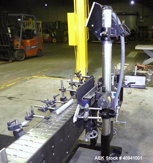 Used Auto Labe Automatic Pressure Sensitive Wraparound Labeler, Model 110 RH APPLIER. Capable of speeds up to 100 bpm. Handles labels up to 4-1/2" high x *" long x 10" OD diameter roll core. Die cut ...