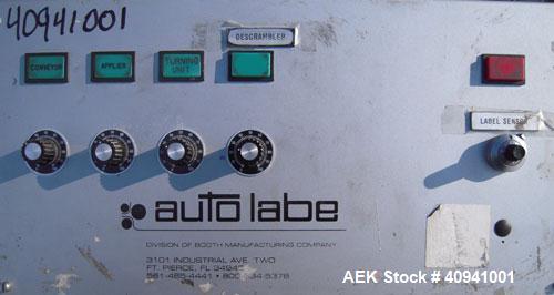 Used Auto Labe Automatic Pressure Sensitive Wraparound Labeler, Model 110 RH APPLIER. Capable of speeds up to 100 bpm. Handles labels up to 4-1/2" high x *" long x 10" OD diameter roll core. Die cut ...