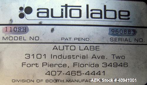 Used Auto Labe Automatic Pressure Sensitive Wraparound Labeler, Model 110 RH APPLIER. Capable of speeds up to 100 bpm. Handles labels up to 4-1/2" high x *" long x 10" OD diameter roll core. Die cut ...