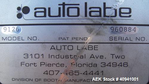 Used Auto Labe Automatic Pressure Sensitive Wraparound Labeler, Model 110 RH APPLIER. Capable of speeds up to 100 bpm. Handles labels up to 4-1/2" high x *" long x 10" OD diameter roll core. Die cut ...