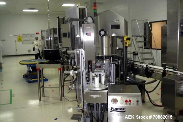 Used Weiler Model PRL1500-S10 (10) Station Pressure Sensitive Rotary Labeler. With outsert placer and rack feeder, rated up to 375 BPM, 6" high label unwind, includes change parts for 60 ml and 325 m...