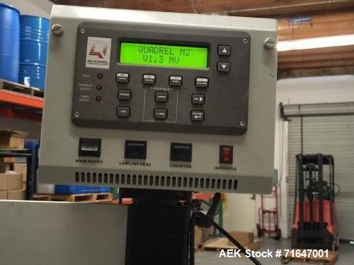 Used Quadrel model Q60 Wraparound Pressure Sensitive Labeler with Norwood Hot Stamp Coder. Has a 7" labeling head serial number M2 v 1.3 MV computer control. Norwood hot stamp date coder. 4.5" x 15' ...
