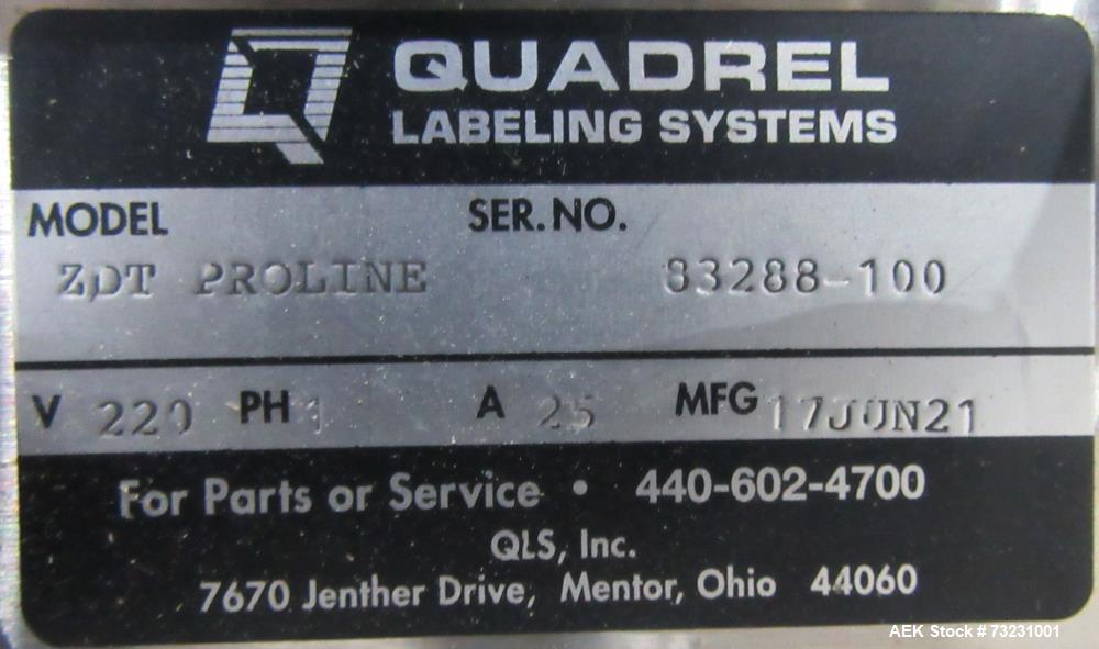 Unused and Never Put into Production- Quadrel Proline Zero Downtime Wraparound Pressure Sensitive Labeler.