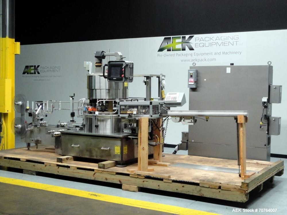 Used Sancoa (Weiler) PRL-1500 14 Station Rotary Pharmaceutical Labeler.