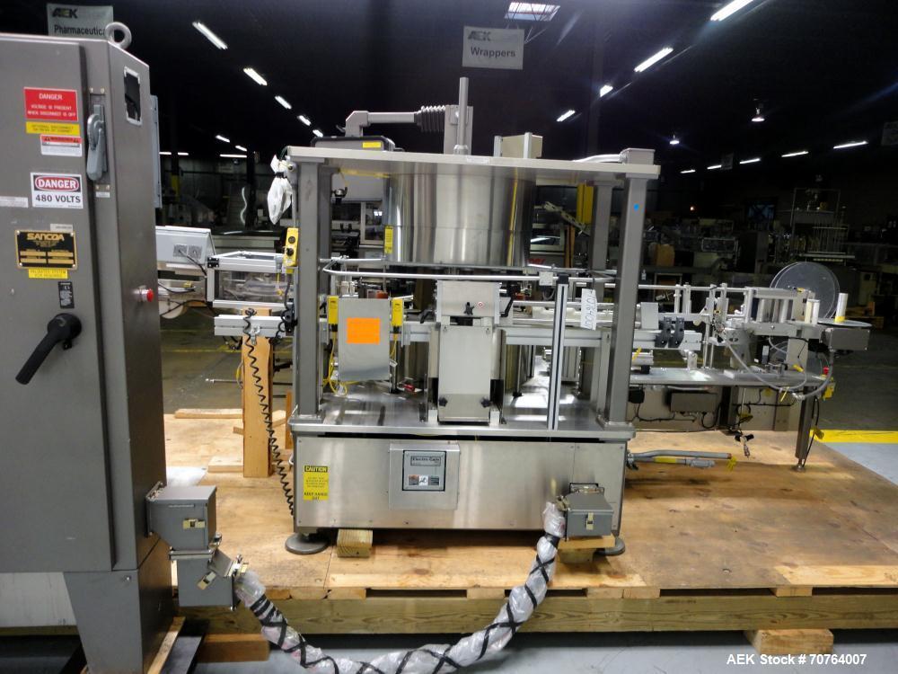 Used Sancoa (Weiler) PRL-1500 14 Station Rotary Pharmaceutical Labeler.