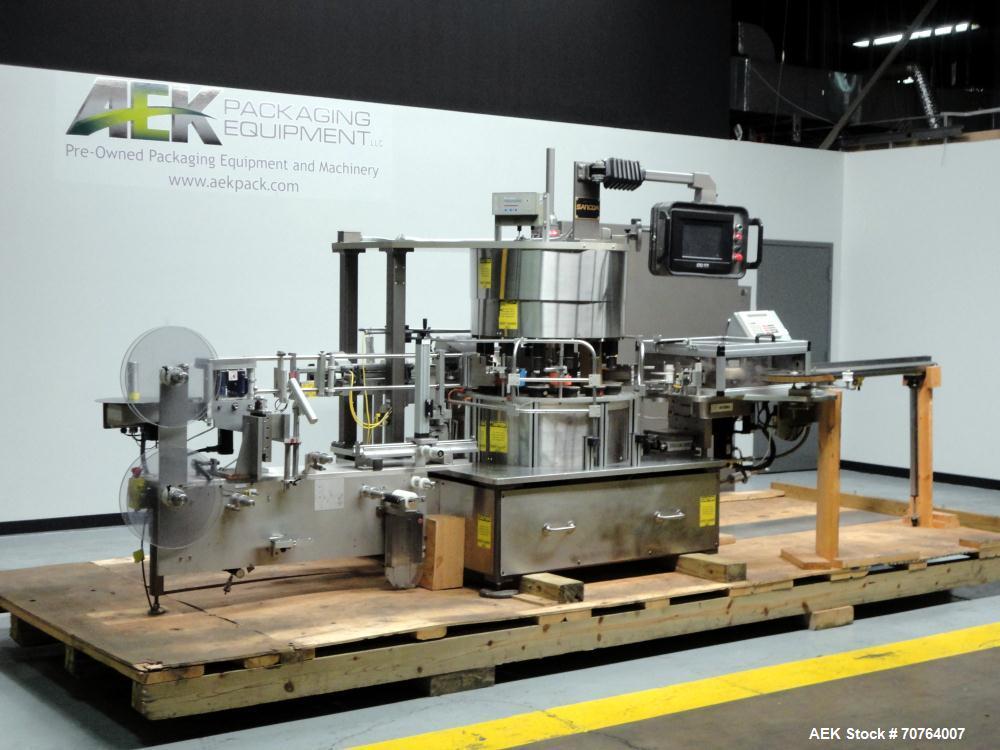 Used Sancoa (Weiler) PRL-1500 14 Station Rotary Pharmaceutical Labeler.