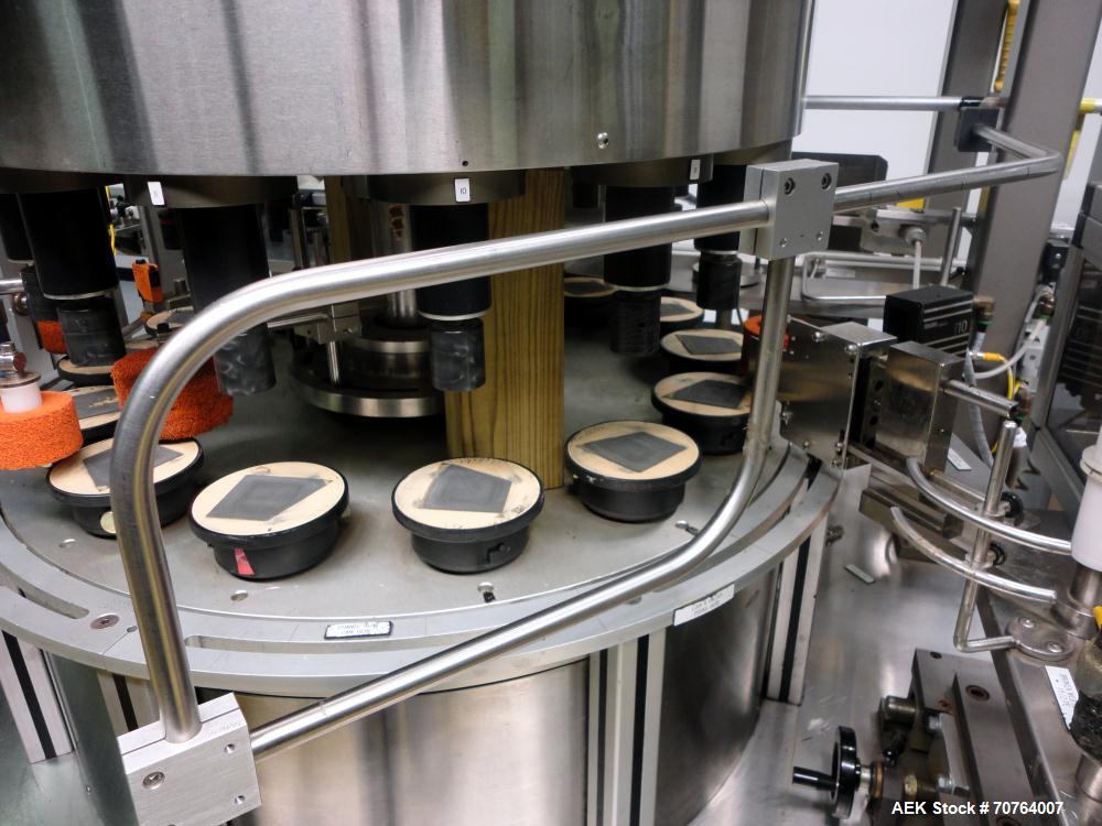 Used Sancoa (Weiler) PRL-1500 14 Station Rotary Pharmaceutical Labeler.