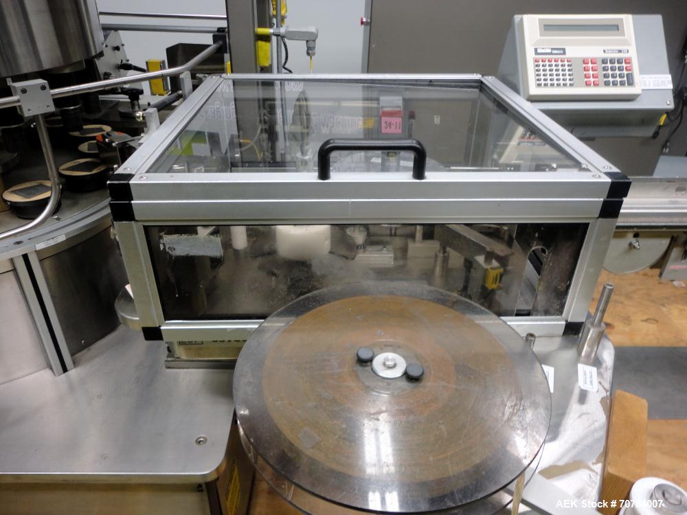 Used Sancoa (Weiler) PRL-1500 14 Station Rotary Pharmaceutical Labeler.