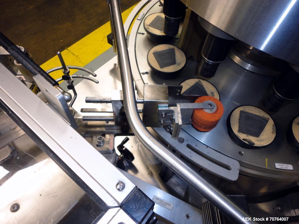 Used Sancoa (Weiler) PRL-1500 14 Station Rotary Pharmaceutical Labeler.