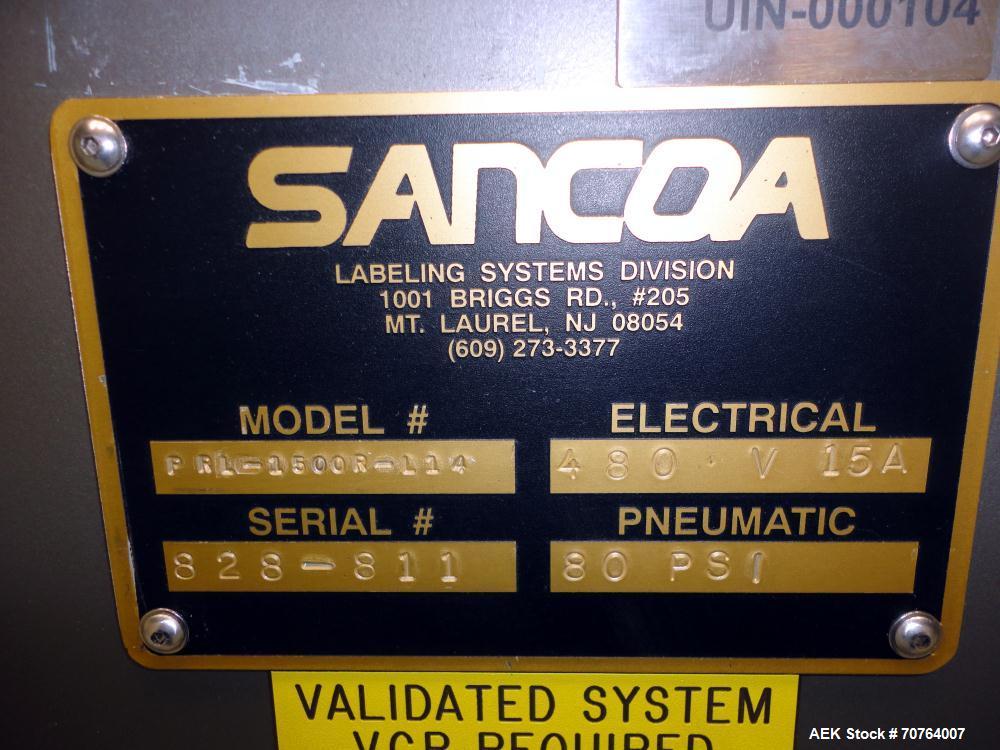 Used Sancoa (Weiler) PRL-1500 14 Station Rotary Pharmaceutical Labeler.