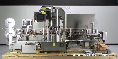 Used Weiler Labeling Systems (Sancoa) Model PRL-2000-S10 Rotary Pressure Sensitive Labeler. 10 Head unit designed to run front and back and wrap applications. Originally ran from 7 ml - 30 ml round b...