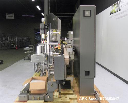 Used Weiler Labeling Systems (Sancoa) Model PRL-2000-S10 Rotary Pressure Sensitive Labeler. 10 Head unit designed to run front and back and wrap applications. Originally ran from 7 ml - 30 ml round b...