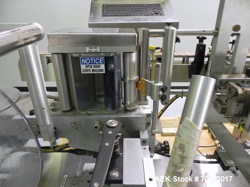 Used Weiler Labeling Systems (Sancoa) Model PRL-2000-S10 Rotary Pressure Sensitive Labeler. 10 Head unit designed to run front and back and wrap applications. Originally ran from 7 ml - 30 ml round b...