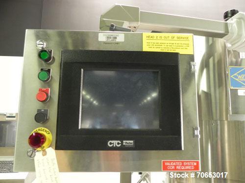 Used Weiler Labeling Systems (Sancoa) Model PRL-2000-S10 Rotary Pressure Sensitive Labeler. 10 Head unit designed to run front and back and wrap applications. Originally ran from 7 ml - 30 ml round b...