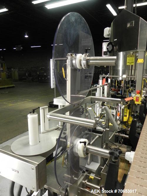 Used Weiler Labeling Systems (Sancoa) Model PRL-2000-S10 Rotary Pressure Sensitive Labeler. 10 Head unit designed to run front and back and wrap applications. Originally ran from 7 ml - 30 ml round b...