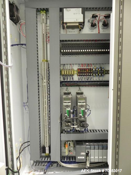 Used Weiler Labeling Systems (Sancoa) Model PRL-2000-S10 Rotary Pressure Sensitive Labeler. 10 Head unit designed to run front and back and wrap applications. Originally ran from 7 ml - 30 ml round b...