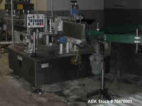 Used-Tirelli Delta Inline Wraparound Pressure Sensitive Labeler capable of speeds up to 4500 bottles per hour.  Has 10" labe...
