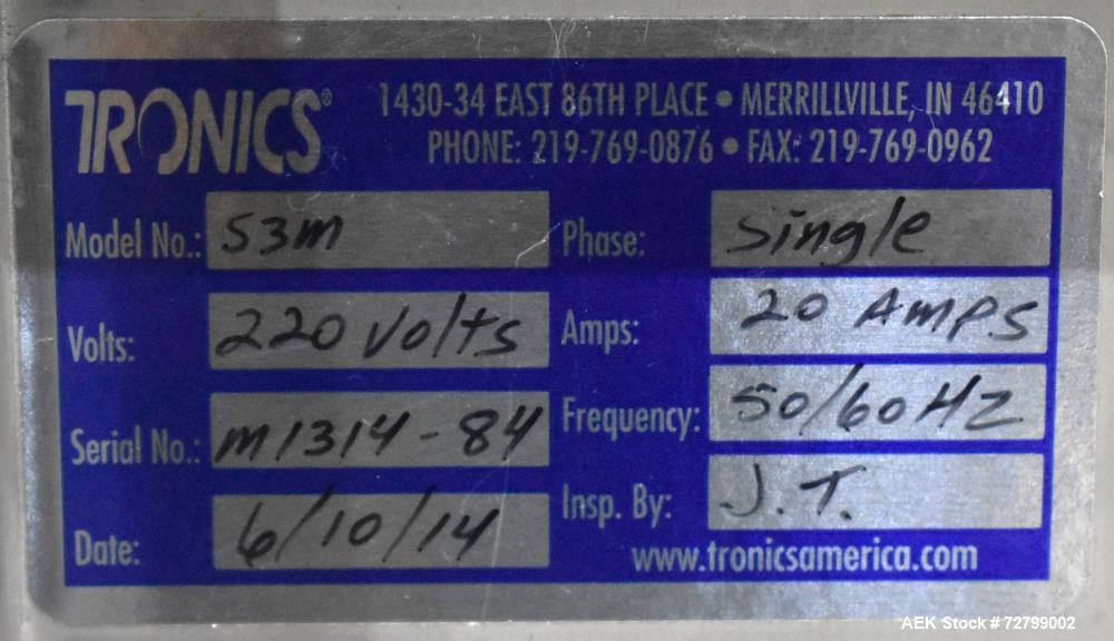 Tronics Model S3 stainless steel pressure sensitive wrap labeler