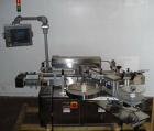 Used-Sancoa High Speed Pressure Sensitive Labeler, Model PVR1000L. High speed, single head. Roller style inline wrap station...