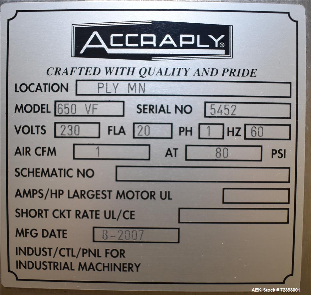 Used- Accraply Model 650VF High Speed Shrink Sleeve Labeler