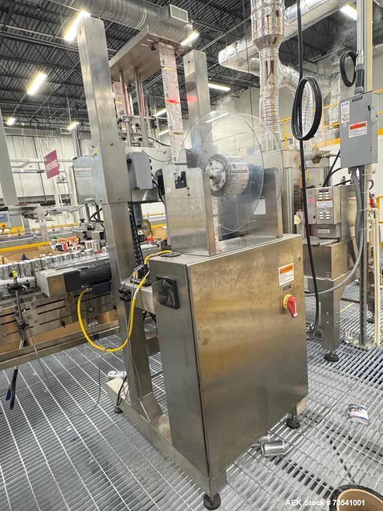 Axon Shrink Sleeve Labeling Line EZ-150SL – 150 BPM with Steam Tunnel, Depalletizer & Palletizer