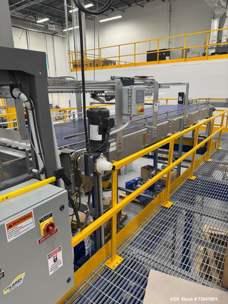 Axon Shrink Sleeve Labeling Line EZ-150SL – 150 BPM with Steam Tunnel, Depalletizer & Palletizer