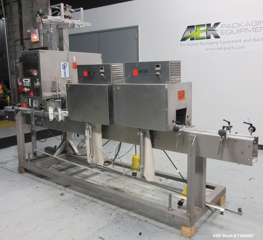 Used Axon Styrotech Model EZ-200-AB Tamper Evident Sleeve Labeler/Band Applicat