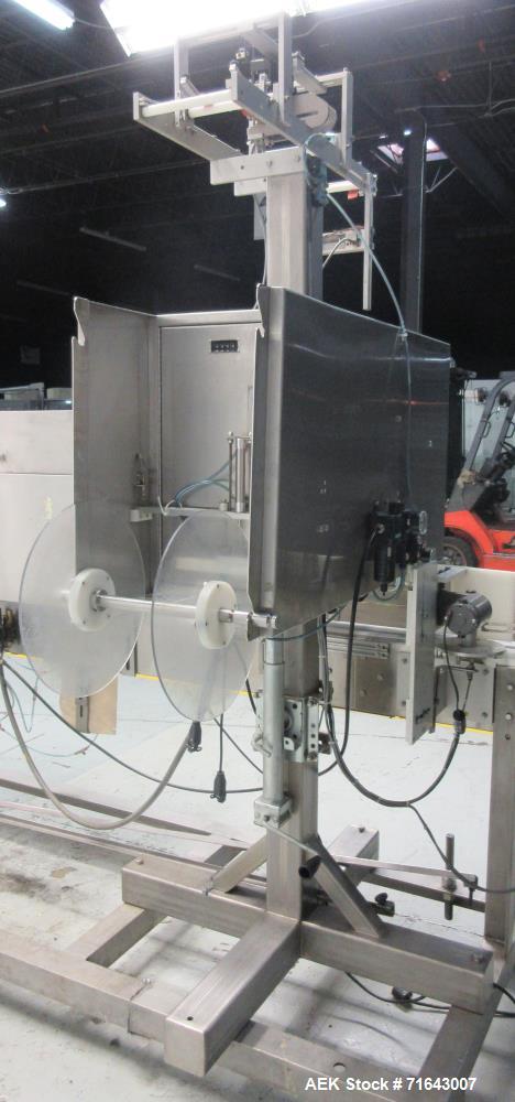 Used Axon Styrotech Model EZ-200-AB Tamper Evident Sleeve Labeler/Band Applicat