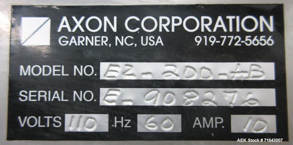 Used Axon Styrotech Model EZ-200-AB Tamper Evident Sleeve Labeler/Band Applicat