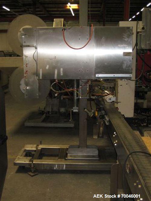 Used Axon "Styrotech" Sleeve Labeler or Tamper Evident Band Applicator, EZ-200 Series, Serial# E0201106. Machine is a single head design and can perform at up to 120 containers per minute. This machi...