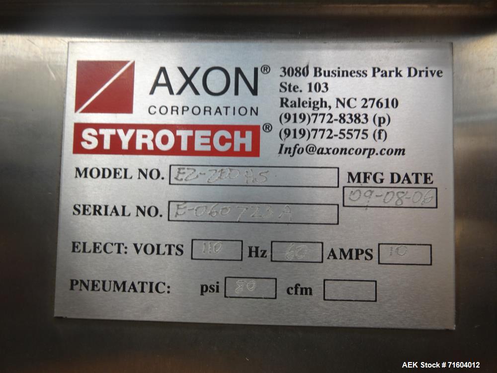 Used Axon EZ-200HS Sleeve Labeler/Tamper Evident Band Applicator