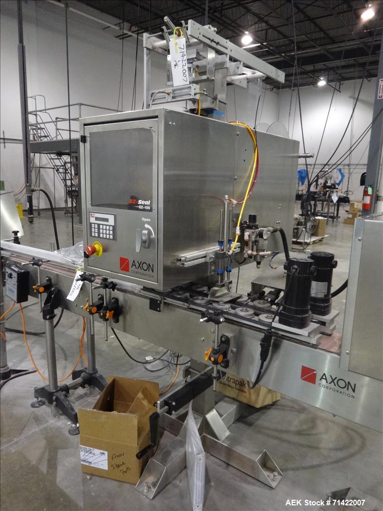 Used Axon Model EZ-100 Tamper Evident Neck Bander and Sleeve Labeler