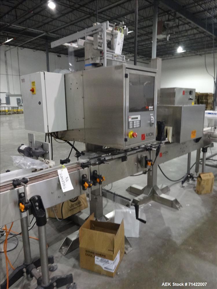 Used Axon Model EZ-100 Tamper Evident Neck Bander and Sleeve Labeler