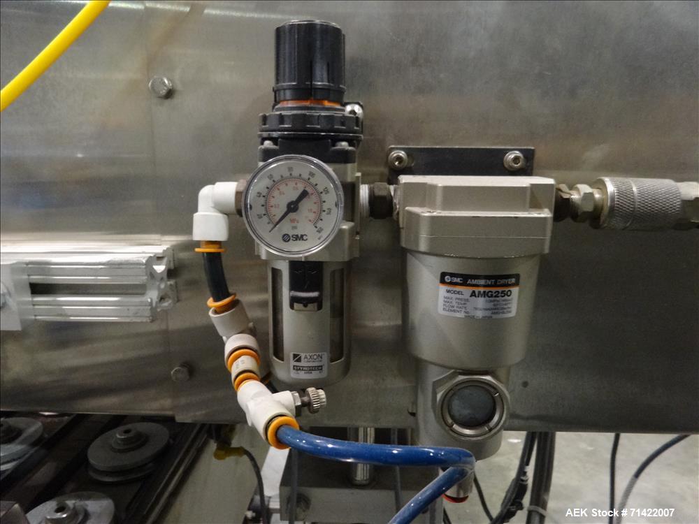 Used Axon Model EZ-100 Tamper Evident Neck Bander and Sleeve Labeler