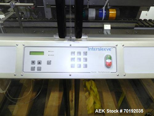 Used Fuji Intersleeve Model 3200H Horizontal sleeve labeler. Maximum speed 15,000/hour ( ref. sleeve 100 cl x 30lfw). Product diameter 8-40mm, product length 40-200mm. Last running plastic vials off ...