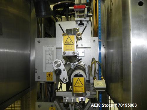Used Graham Packaging RF200LRSleeve Labeler. Capable of speeds up to 200 bottles per minute. Sleeve layflat range of 30mm - 200mm,cut length up to 200mm. Has dual wormscrew infeed, HMI interface and ...