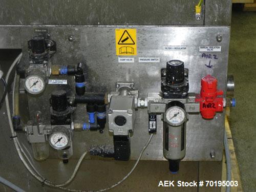 Used Graham Packaging RF200LRSleeve Labeler. Capable of speeds up to 200 bottles per minute. Sleeve layflat range of 30mm - 200mm,cut length up to 200mm. Has dual wormscrew infeed, HMI interface and ...