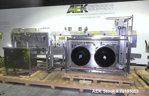 Used Graham Packaging RF200LRSleeve Labeler. Capable of speeds up to 200 bottles per minute. Sleeve layflat range of 30mm - 200mm,cut length up to 200mm. Has dual wormscrew infeed, HMI interface and ...