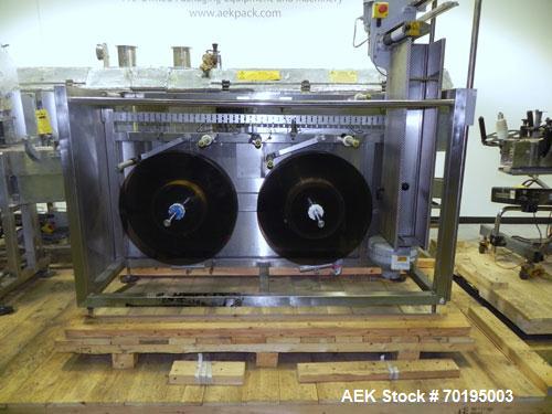 Used Graham Packaging RF200LRSleeve Labeler. Capable of speeds up to 200 bottles per minute. Sleeve layflat range of 30mm - 200mm,cut length up to 200mm. Has dual wormscrew infeed, HMI interface and ...