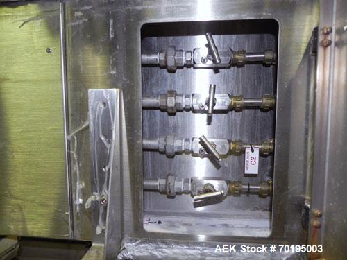 Used Graham Packaging RF200LRSleeve Labeler. Capable of speeds up to 200 bottles per minute. Sleeve layflat range of 30mm - 200mm,cut length up to 200mm. Has dual wormscrew infeed, HMI interface and ...
