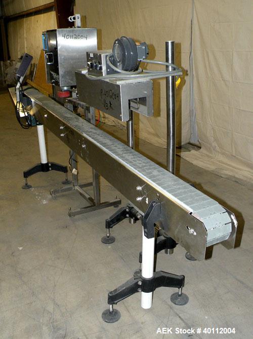 Used Accutek Accusleever Tamper Evident Neck Bander Or Shrink Sleeve Labeler. Capable of speeds up to 60 cpm. Film sizes: Lay flat 16 mm to 150 mm and cut length 16 mm to75 mm. Inclueds a shrink tunn...