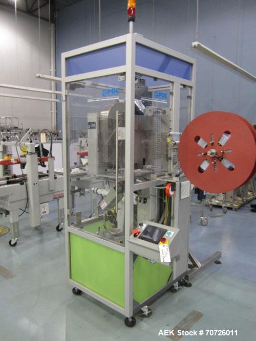 Used PDC Model 60ER shrink sleeve labeler. Capable of speeds from 50 to 130 containers per minute. Sleeve range: (Diam) .375" to 3" or 10mm to 75mm (Height) .625" to 4" or 15mm to 100mm. Has wormscre...