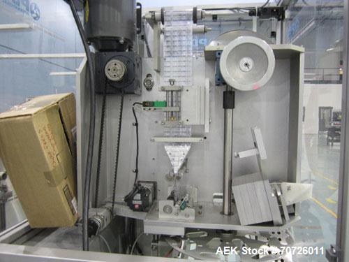 Used PDC Model 60ER shrink sleeve labeler. Capable of speeds from 50 to 130 containers per minute. Sleeve range: (Diam) .375" to 3" or 10mm to 75mm (Height) .625" to 4" or 15mm to 100mm. Has wormscre...