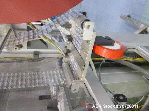 Used PDC Model 60ER shrink sleeve labeler. Capable of speeds from 50 to 130 containers per minute. Sleeve range: (Diam) .375" to 3" or 10mm to 75mm (Height) .625" to 4" or 15mm to 100mm. Has wormscre...