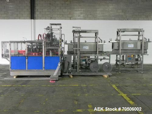 Used PDC Model HC High Speed 16 Station Rotary Stretch/Shrink Labeler. With steam tunnel, capable of speeds up to 600 BPM. Uses a clamp draw down technology method of application. Sleeve range: diame...