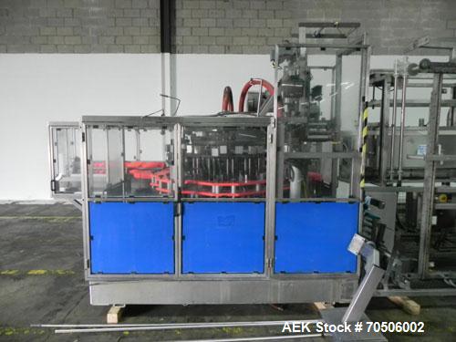 Used PDC Model HC High Speed 16 Station Rotary Stretch/Shrink Labeler. With steam tunnel, capable of speeds up to 600 BPM. Uses a clamp draw down technology method of application. Sleeve range: diame...