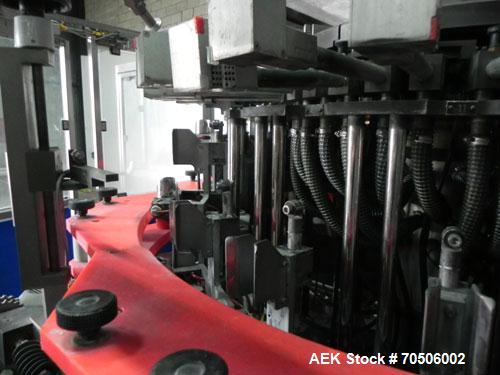 Used PDC Model HC High Speed 16 Station Rotary Stretch/Shrink Labeler. With steam tunnel, capable of speeds up to 600 BPM. Uses a clamp draw down technology method of application. Sleeve range: diame...